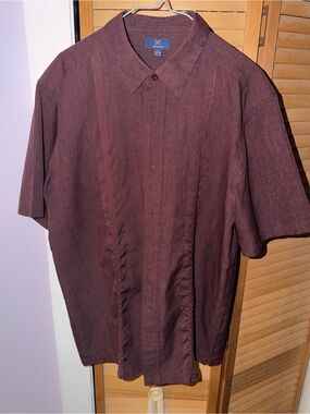 George Men's Short Sleeve Button-Up Shirt - Burgundy Tone